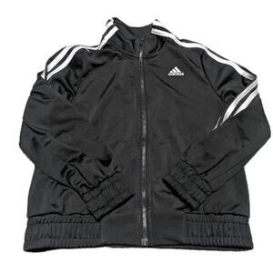 Adidas 3 Stripe Boys S 7/8 Black White Zip Up Sports Track Jacket W/Pockets